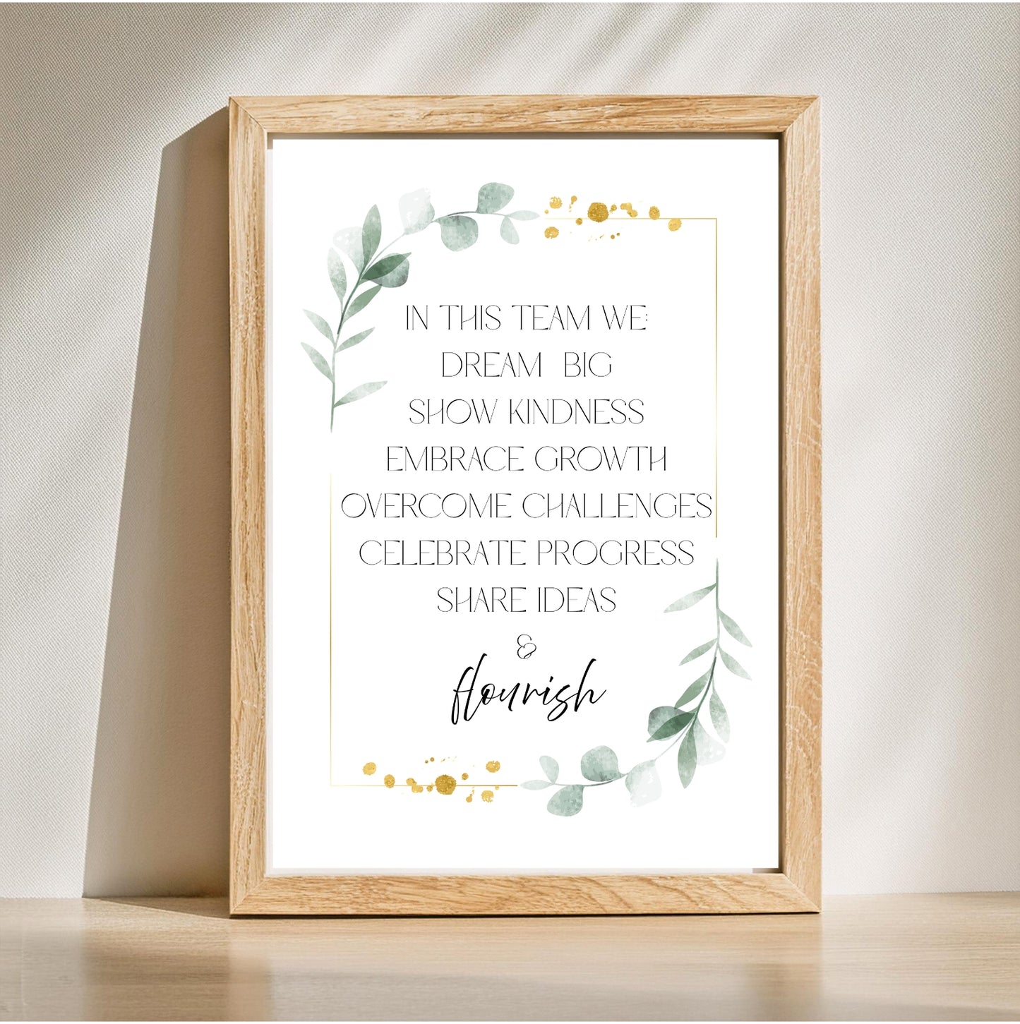 Team Motto Values | Motivational Wall Art or Printable Download - Auxano Life