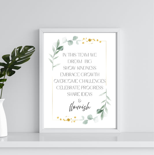 Team Motto Values | Motivational Wall Art or Printable Download - Auxano Life