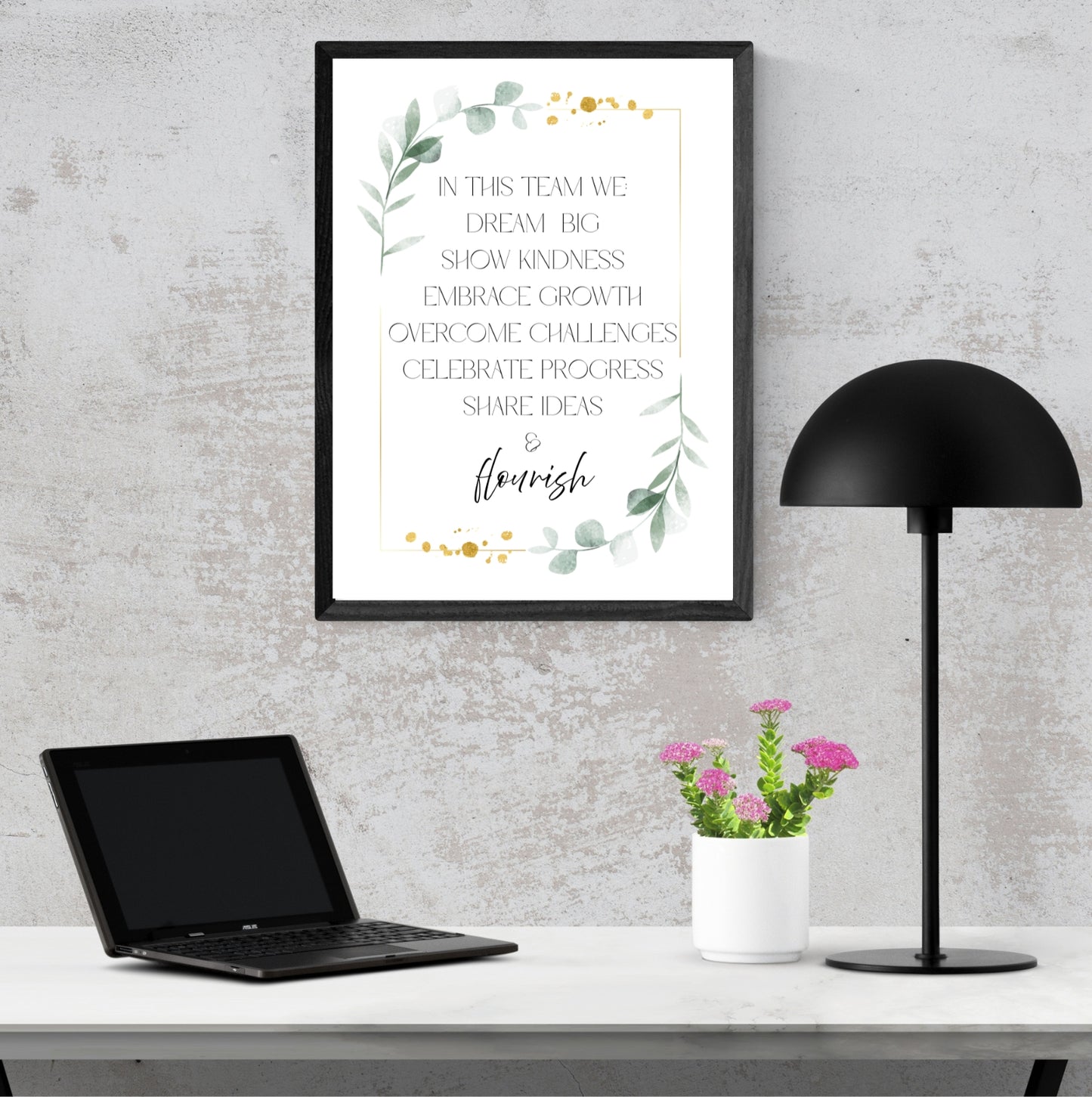 Team Motto Values | Motivational Wall Art or Printable Download - Auxano Life
