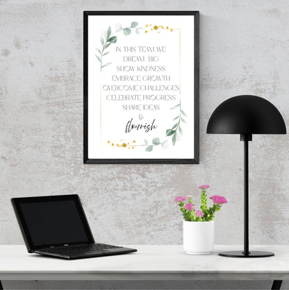 Team Motto Values | Motivational Wall Art or Printable Download - Auxano Life